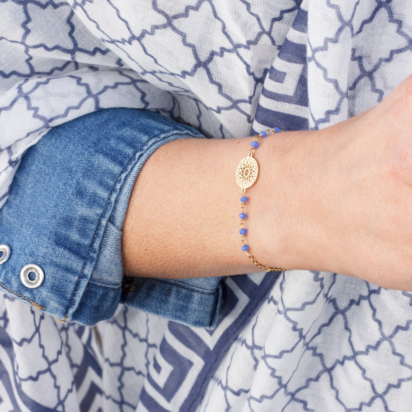 Acropolis Armband (gold, blau)