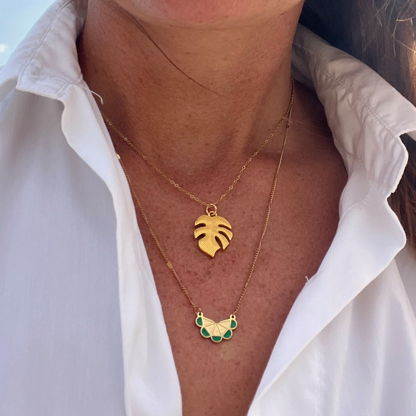 Eirini Halskette (gold & grün)