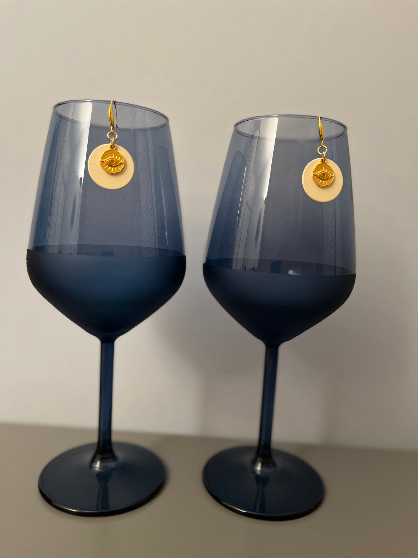 Sofia Ohrring mit Mataki, Evil Eye (weiss/gold)